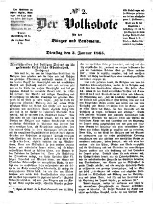 Der Volksbote für den Bürger und Landmann Dienstag 3. Januar 1865