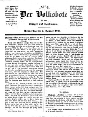 Der Volksbote für den Bürger und Landmann Donnerstag 5. Januar 1865