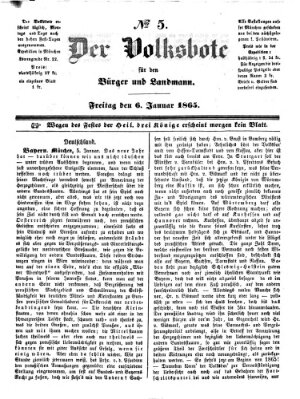 Der Volksbote für den Bürger und Landmann Freitag 6. Januar 1865