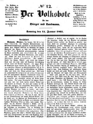 Der Volksbote für den Bürger und Landmann Sonntag 15. Januar 1865