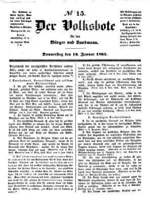 Der Volksbote für den Bürger und Landmann Donnerstag 19. Januar 1865