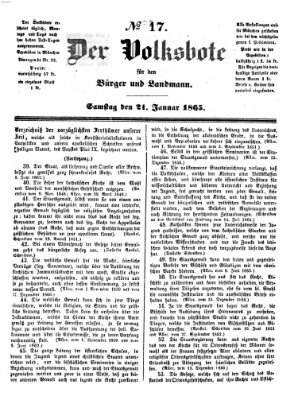 Der Volksbote für den Bürger und Landmann Samstag 21. Januar 1865