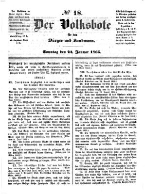 Der Volksbote für den Bürger und Landmann Sonntag 22. Januar 1865