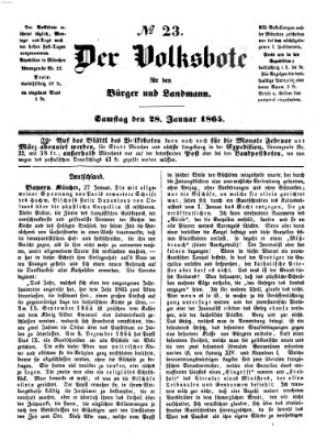 Der Volksbote für den Bürger und Landmann Samstag 28. Januar 1865