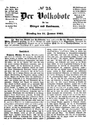 Der Volksbote für den Bürger und Landmann Dienstag 31. Januar 1865