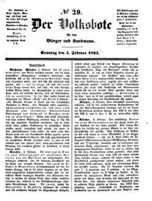 Der Volksbote für den Bürger und Landmann Sonntag 5. Februar 1865