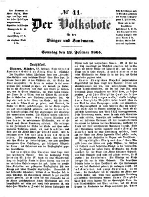 Der Volksbote für den Bürger und Landmann Sonntag 19. Februar 1865