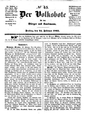 Der Volksbote für den Bürger und Landmann Freitag 24. Februar 1865