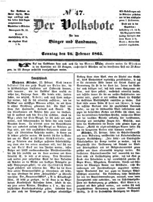 Der Volksbote für den Bürger und Landmann Sonntag 26. Februar 1865