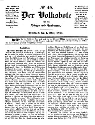 Der Volksbote für den Bürger und Landmann Mittwoch 1. März 1865