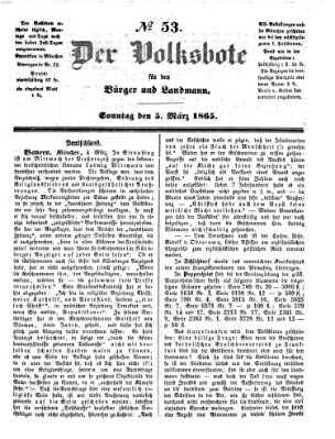 Der Volksbote für den Bürger und Landmann Sonntag 5. März 1865