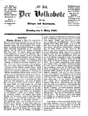 Der Volksbote für den Bürger und Landmann Dienstag 7. März 1865