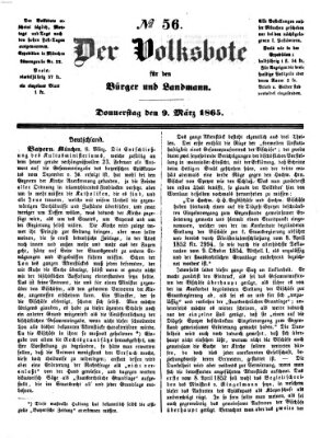 Der Volksbote für den Bürger und Landmann Donnerstag 9. März 1865