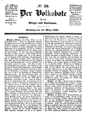 Der Volksbote für den Bürger und Landmann Sonntag 12. März 1865