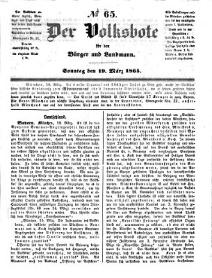 Der Volksbote für den Bürger und Landmann Sonntag 19. März 1865