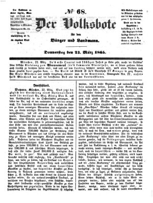 Der Volksbote für den Bürger und Landmann Donnerstag 23. März 1865