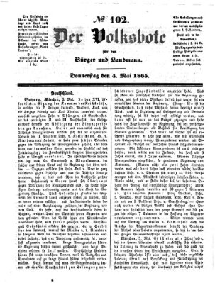 Der Volksbote für den Bürger und Landmann Donnerstag 4. Mai 1865