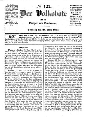 Der Volksbote für den Bürger und Landmann Sonntag 28. Mai 1865