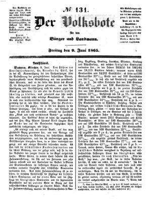 Der Volksbote für den Bürger und Landmann Freitag 9. Juni 1865