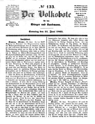 Der Volksbote für den Bürger und Landmann Sonntag 11. Juni 1865