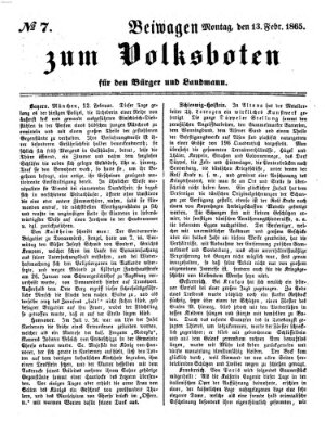 Der Volksbote für den Bürger und Landmann Montag 13. Februar 1865