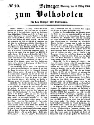 Der Volksbote für den Bürger und Landmann Montag 6. März 1865