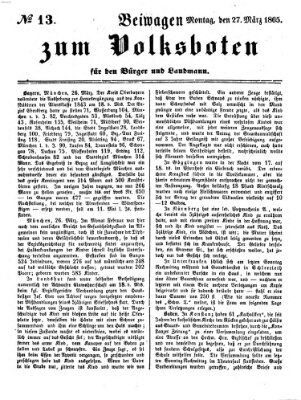 Der Volksbote für den Bürger und Landmann Montag 27. März 1865