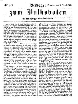 Der Volksbote für den Bürger und Landmann Montag 5. Juni 1865