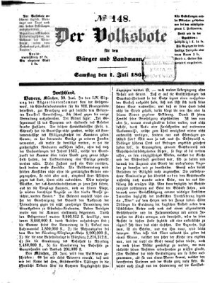 Der Volksbote für den Bürger und Landmann Samstag 1. Juli 1865