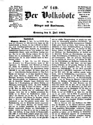 Der Volksbote für den Bürger und Landmann Sonntag 2. Juli 1865