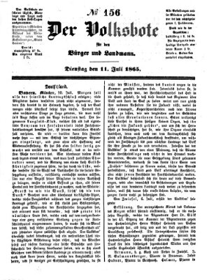 Der Volksbote für den Bürger und Landmann Dienstag 11. Juli 1865