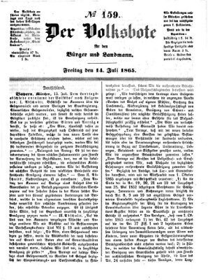 Der Volksbote für den Bürger und Landmann Freitag 14. Juli 1865