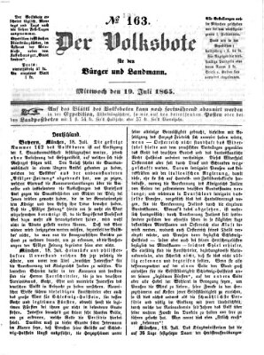 Der Volksbote für den Bürger und Landmann Mittwoch 19. Juli 1865