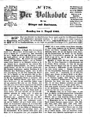 Der Volksbote für den Bürger und Landmann Samstag 5. August 1865