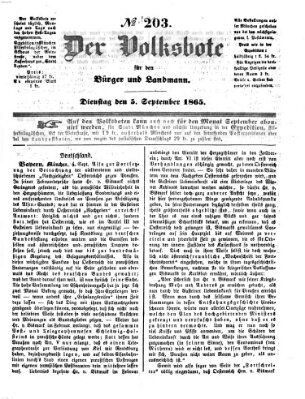 Der Volksbote für den Bürger und Landmann Dienstag 5. September 1865