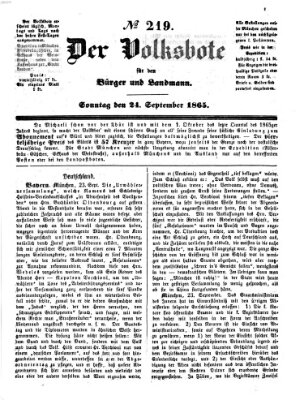 Der Volksbote für den Bürger und Landmann Sonntag 24. September 1865