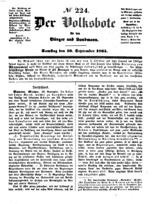 Der Volksbote für den Bürger und Landmann Samstag 30. September 1865