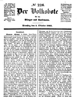 Der Volksbote für den Bürger und Landmann Dienstag 3. Oktober 1865