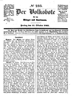 Der Volksbote für den Bürger und Landmann Freitag 13. Oktober 1865