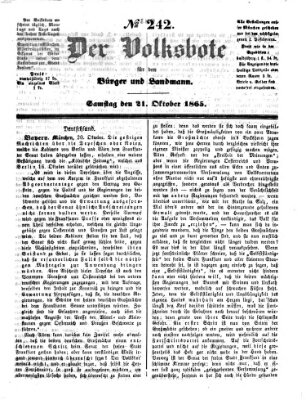 Der Volksbote für den Bürger und Landmann Samstag 21. Oktober 1865