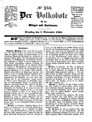 Der Volksbote für den Bürger und Landmann Dienstag 7. November 1865