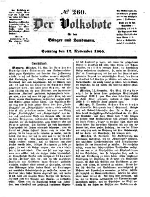 Der Volksbote für den Bürger und Landmann Sonntag 12. November 1865