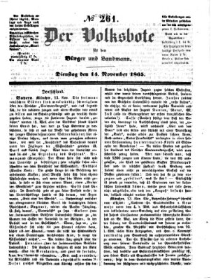 Der Volksbote für den Bürger und Landmann Dienstag 14. November 1865