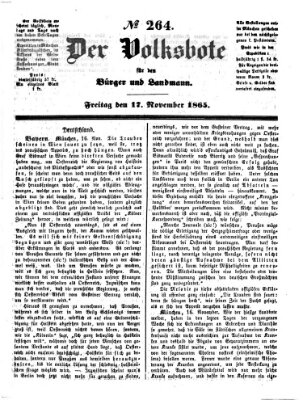 Der Volksbote für den Bürger und Landmann Freitag 17. November 1865