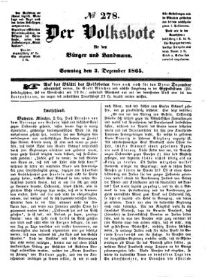 Der Volksbote für den Bürger und Landmann Sonntag 3. Dezember 1865