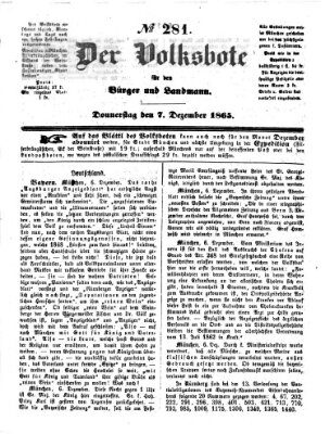 Der Volksbote für den Bürger und Landmann Donnerstag 7. Dezember 1865