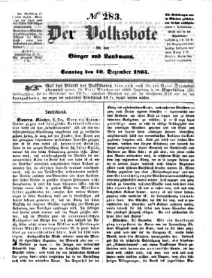 Der Volksbote für den Bürger und Landmann Sonntag 10. Dezember 1865