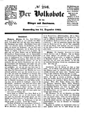 Der Volksbote für den Bürger und Landmann Donnerstag 14. Dezember 1865