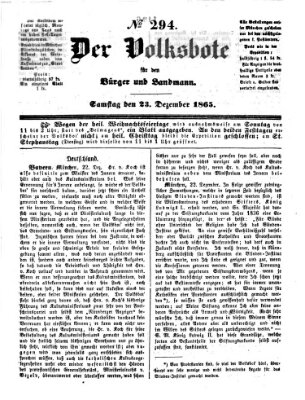 Der Volksbote für den Bürger und Landmann Samstag 23. Dezember 1865