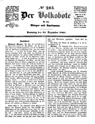 Der Volksbote für den Bürger und Landmann Sonntag 24. Dezember 1865